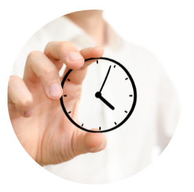 Person holding cartoon graphic of clock